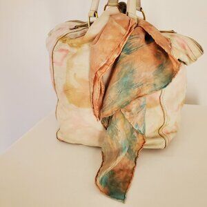 YSL rive gauche downtown leather tote bag pink green white beige tan ivory blue